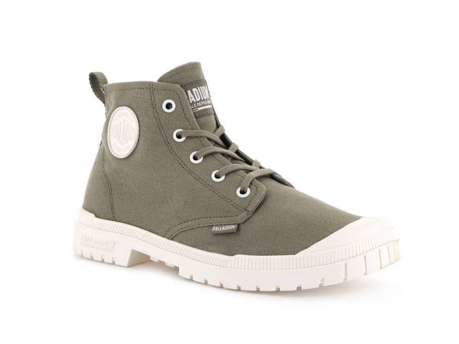 Palladium Pampa Sp20 Hi Canvas Marshmallow Verde Escuro