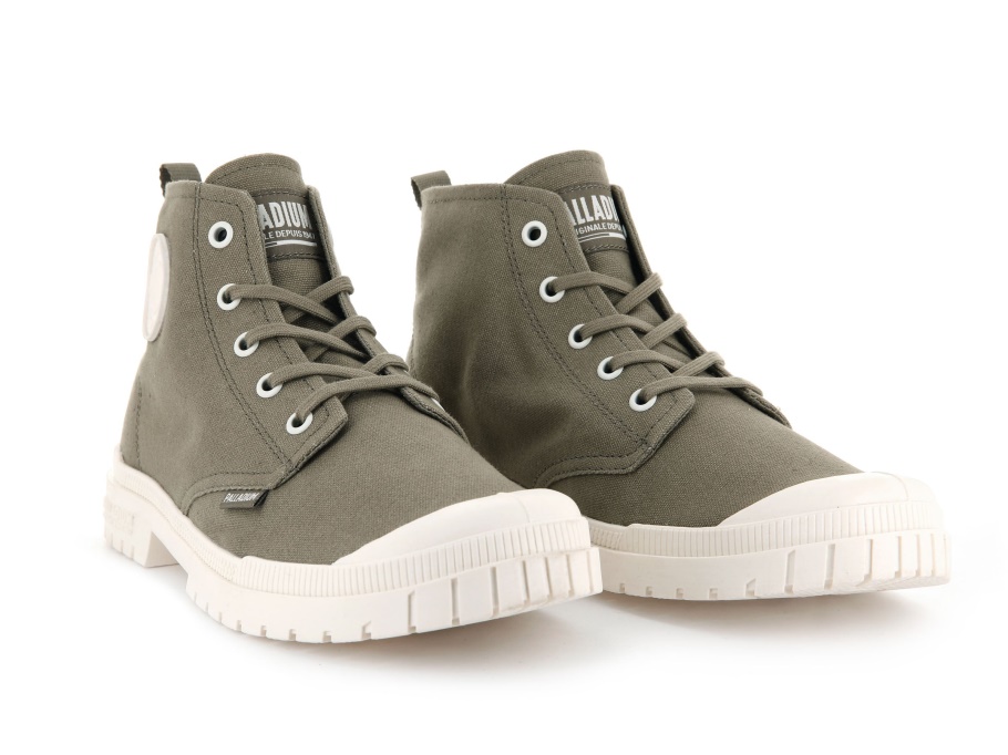 Palladium Pampa Sp20 Hi Canvas Marshmallow Verde Escuro